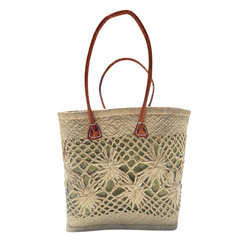 Organic Plant-Based Straw Tote Bag with Cactus Leather Handles